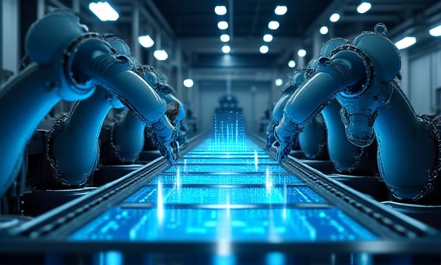 Concepto de automatización industrial e inteligencia artificial